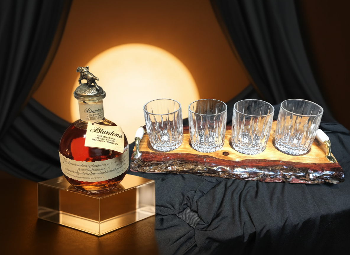 Live Edge Bourbon Flight Tray (includes 4 glasses)